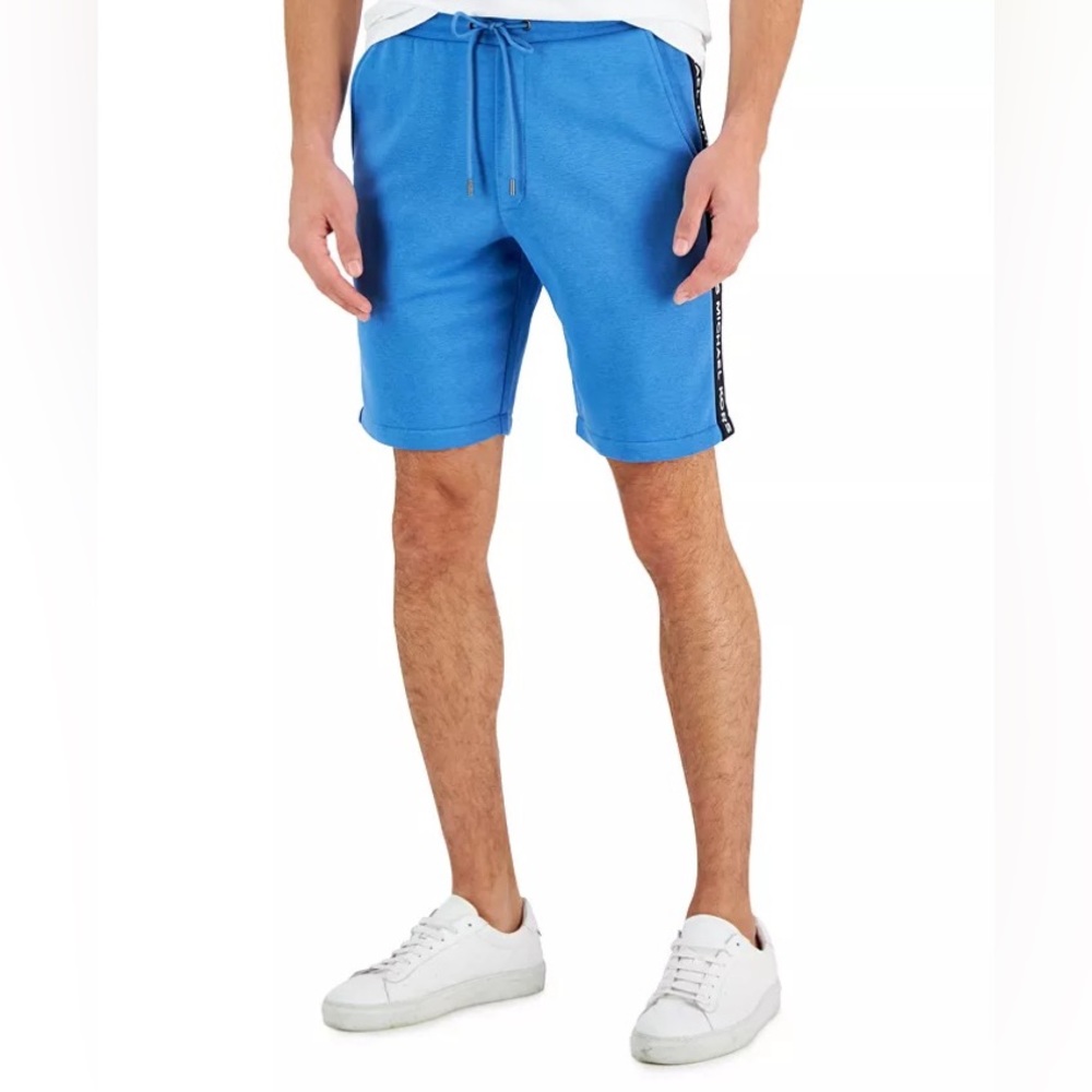 NWT Michael Kors blue tape logo fleece shorts